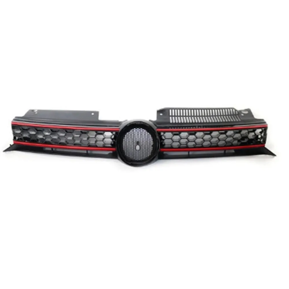 폭스바겐 골프 6 MK6 GTI 2009-2013 GTI 스타일 허니콤 프론트 범퍼 센터 그릴 어퍼 레이싱 그릴 글로스 블랙 메쉬 그릴