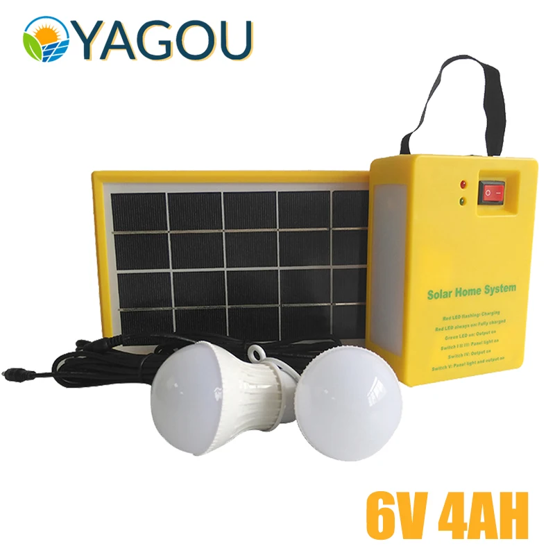 YAGOU Solar Power Generator System Kit 5V Solar Panel 2 LED Bulb USB Storage Cell Battery Charge for Outdoor Home Backup Lighing 1