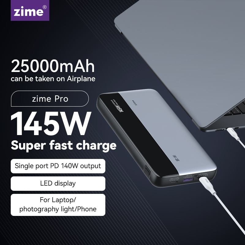 zime Pro 145W 25000mAh PowerBank PD Fast Charging Portable With 3 Ports External Battery For MacBook Pro/Air iPhone And More