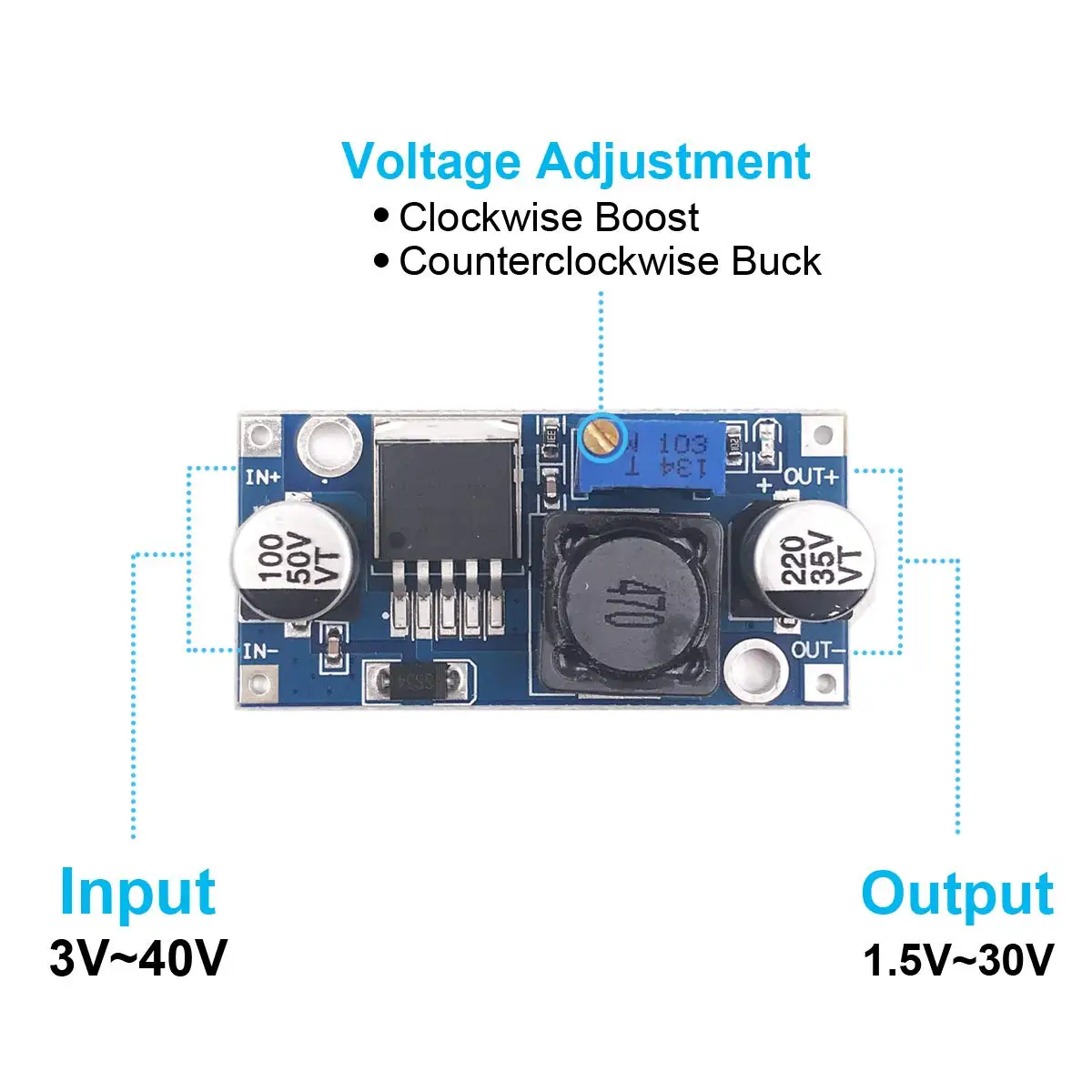 Voltage Regulator LM2596 DC to DC High Efficiency Voltage Regulator 3.2-35V to 1.25-30V Buck Converter DIY Power Supply Step-Down Module