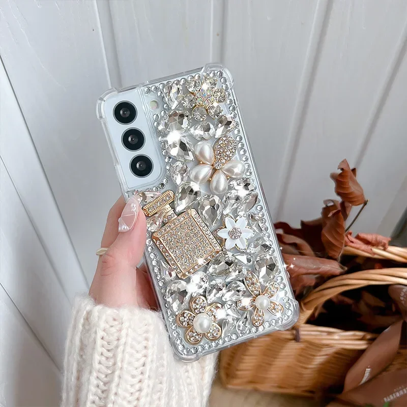Luxury Bling Rhinestone Phone Case Samsung Galaxy S22 S23 Ultra S21 Plus S24 FE Note 20 Plus S10 DIY Diamond Cover