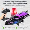 HXJRC HJ812 2.4G 4CH RC Boat High Speed LED Light Speedboat 25km/h Electric Racing Vehicles Model Lakes Pools Remote Control Toy 4