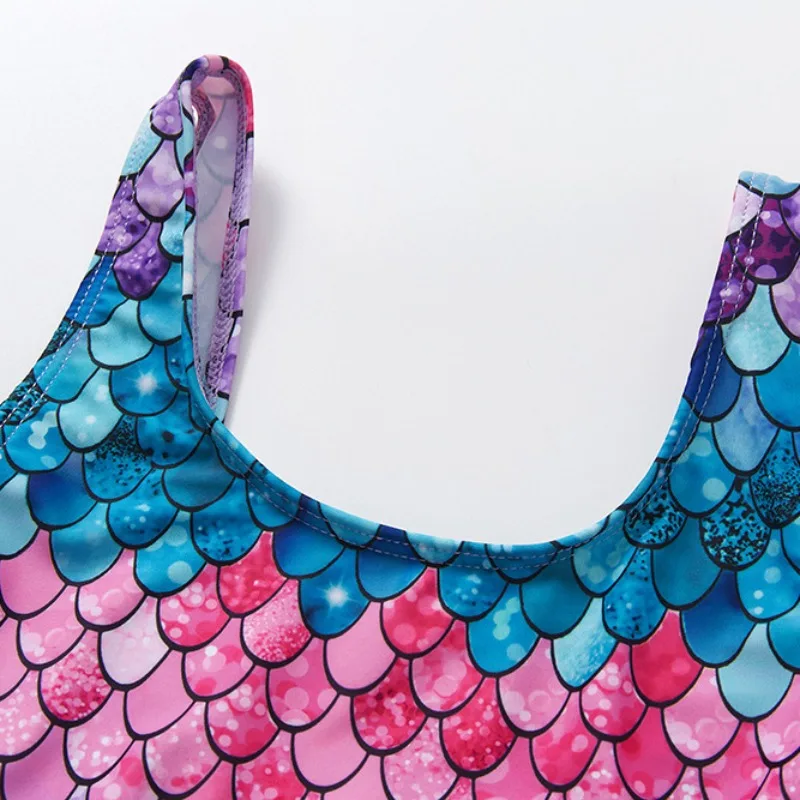 Summer 3-12 Years Old Children's Swimsuit Gradient Fish Scale Girls Swimsuit Integrated Children's