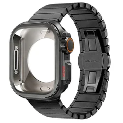 Premium Stainless Steel Watch Case & Band with Protective Shell - 45mm (Black)