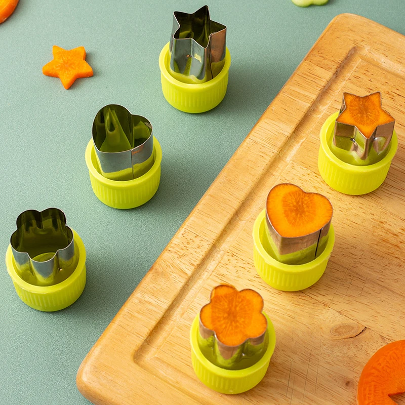 3Pcs Set Star Heart Flower Shape Vegetables Cutter Plastic Handle Portable Stainless Steel Fruit Cutting Kitchen Gadgets