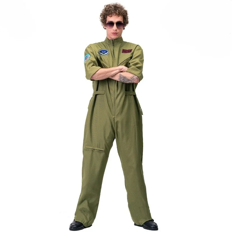 

Adult men flight jacket performing costumes Halloween Air Force uniform stage wear cosplay party costume