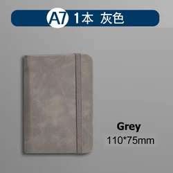 Compact Leather Cover Notepad - Portable Pocket Notebook Diary Planner (Grey A7)
