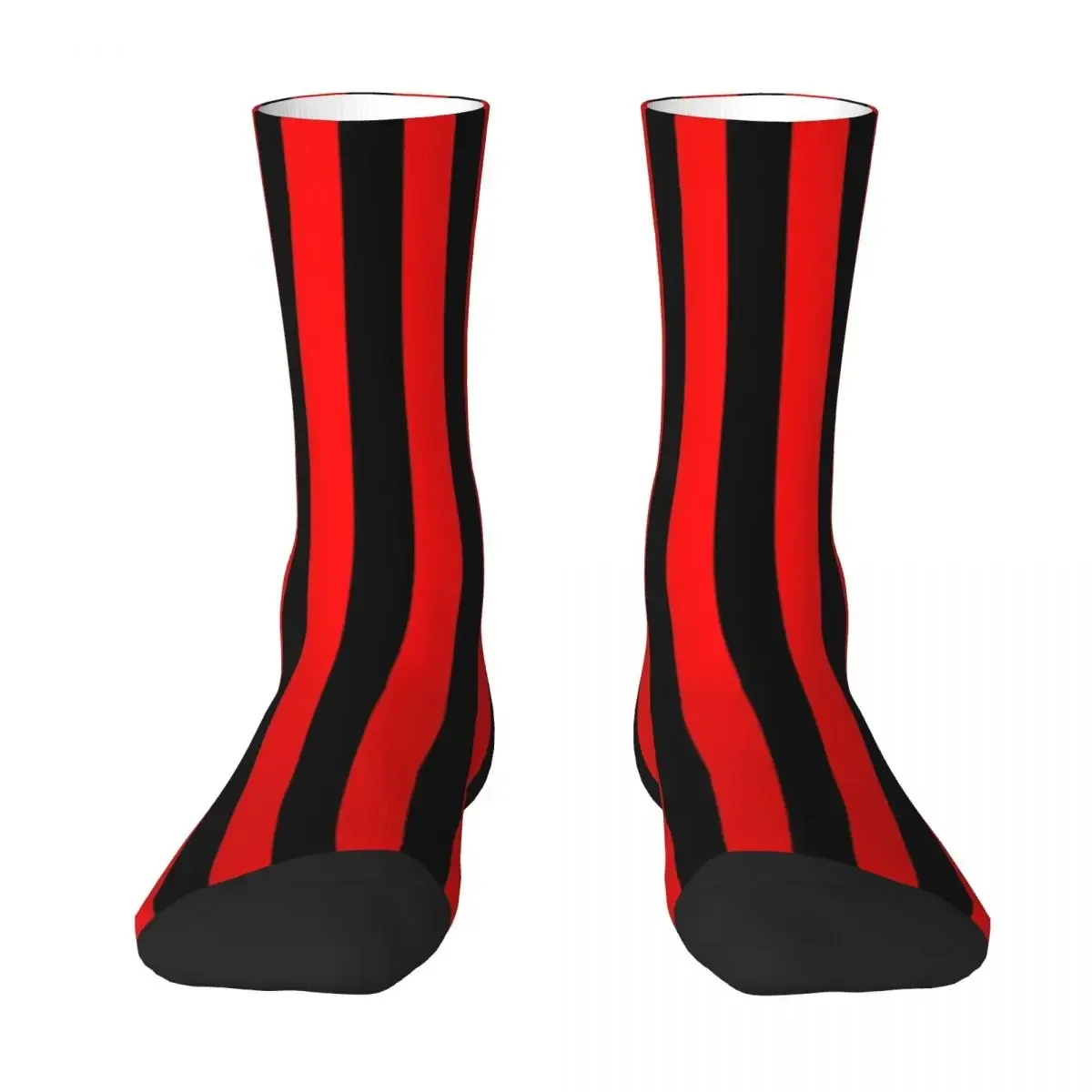 

All Seasons Crew Stockings Red And Black Vertical Stripes Socks Harajuku Casual Hip Hop Long Socks Accessories for Men Women