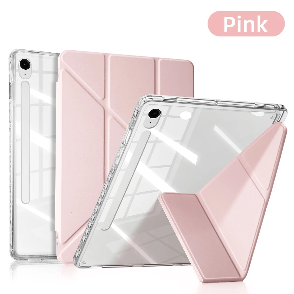 Enhanced Clear Acrylic Tablet Case with Magnetic Stand and Pencil Slot, Multiple Viewing Angles, 11-inch