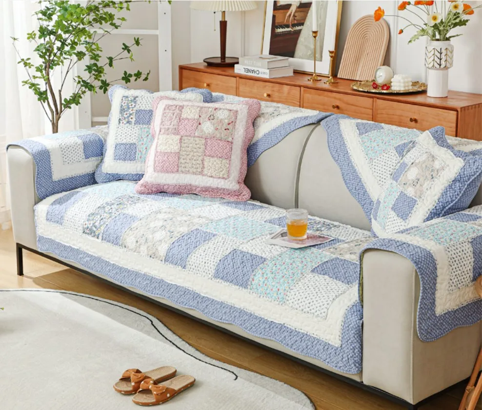 Cotton Fabric Four Seasons Sofa Cover Couch Cover Floral Plaid Printed Sofa Towel for Living Room lounge 3
