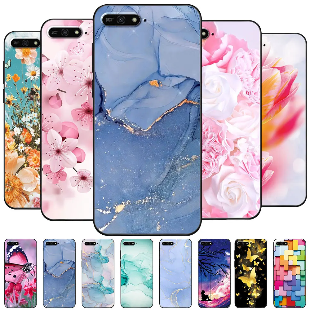 Custodia Per Huawei Y6 Y9 2018 Coque Y9 2019 Tpu Soft Silicone Fashion Phone Funda Per Y7 Prime 2019 Custodia Paraurti Capa Marble