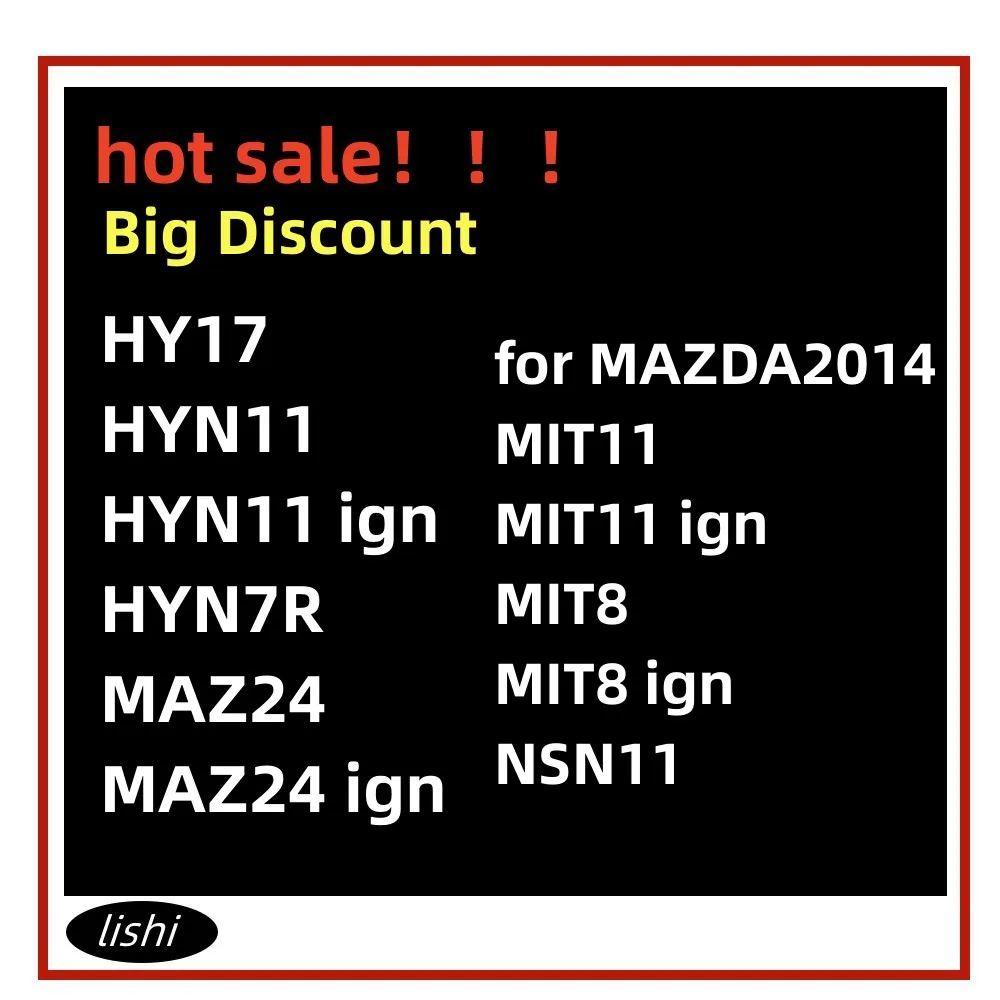 Lishi 2 in 1 Tool HON66 HU100 HU100(10) HU100R HU101 HU162T(8) HU64 HU66 HU83 HU92 HY20 HY20R HY22 SIP22 TOY2 TOY48 VA2T TOY43AT