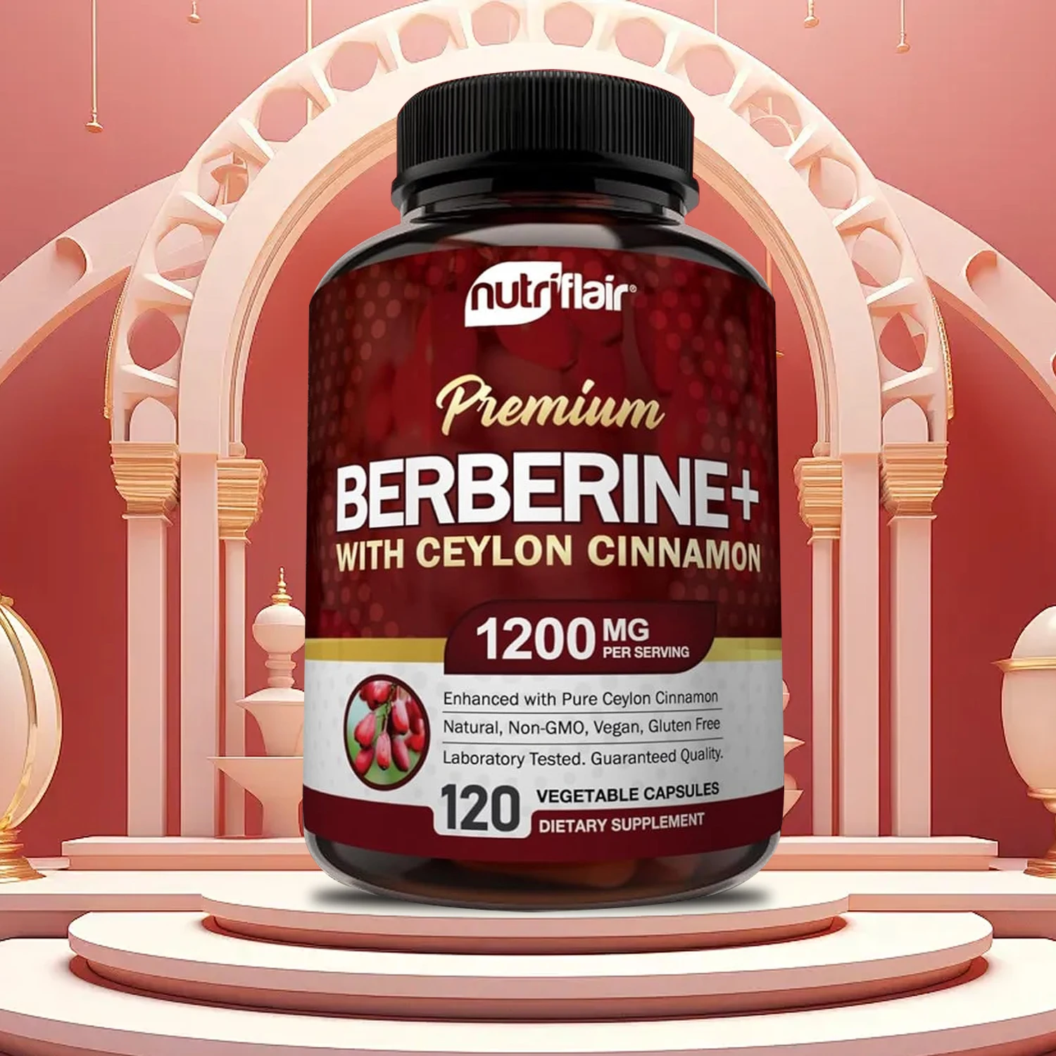 Berberine HCL Premium Blood Sugar Support Heart Health Ceylon Cinnamon Berberine HCI Supplement Capsules 1200mg berberine capsules