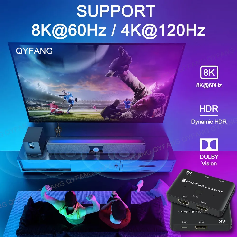 Switch Compatível com Hdmi 8k 4k 60hz 120hz em Out hd 2.1 Bi-direction Conversor para Ps5 Adaptador Divisor Switcher - Image 4