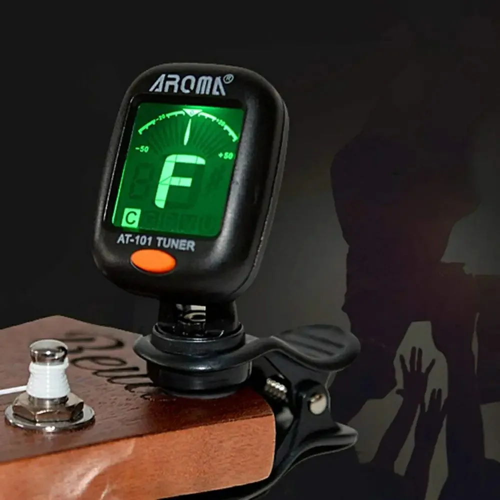 Guitar Tuner AROMA AT-01A/101 Foldable Rotatable Clip-on for Bass Ukulele Guitar