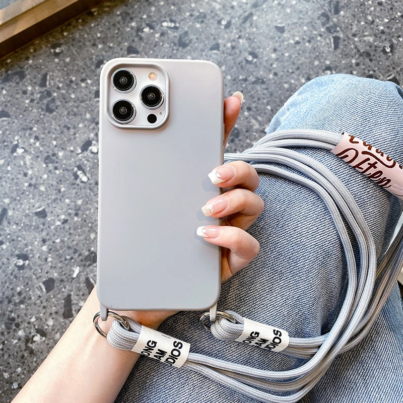 Candy Color Soft Silicone Crossbody Lanyard Phone Case with Necklace Strap
