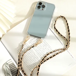 Luxurious Knitted Pearl Beaded Lanyard and Handbag Chain Strap - iPhone 11 (Case black gold)