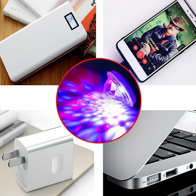 1PCS Car Led Auto USB Ambient Light DJ RGB Mini Colorful Music Sound USB-C Interface IOS Holiday Party Karaoke Home Welcome Lamp 5