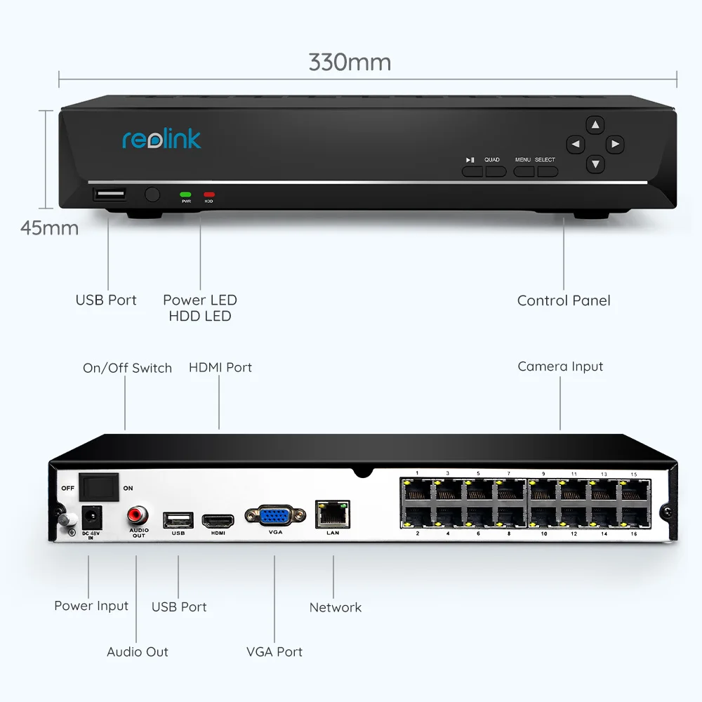 Reolink 8CH DVR For Reolink 5MP/8MP/12MP IP Security Camera 16CH NVR P2P H.265 24/7 Video Recorder Surveillance System Kit