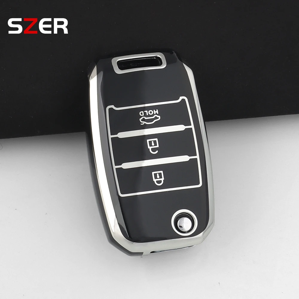 Enhanced TPU Car Flip Key Case Cover - 3/4 Button Protection