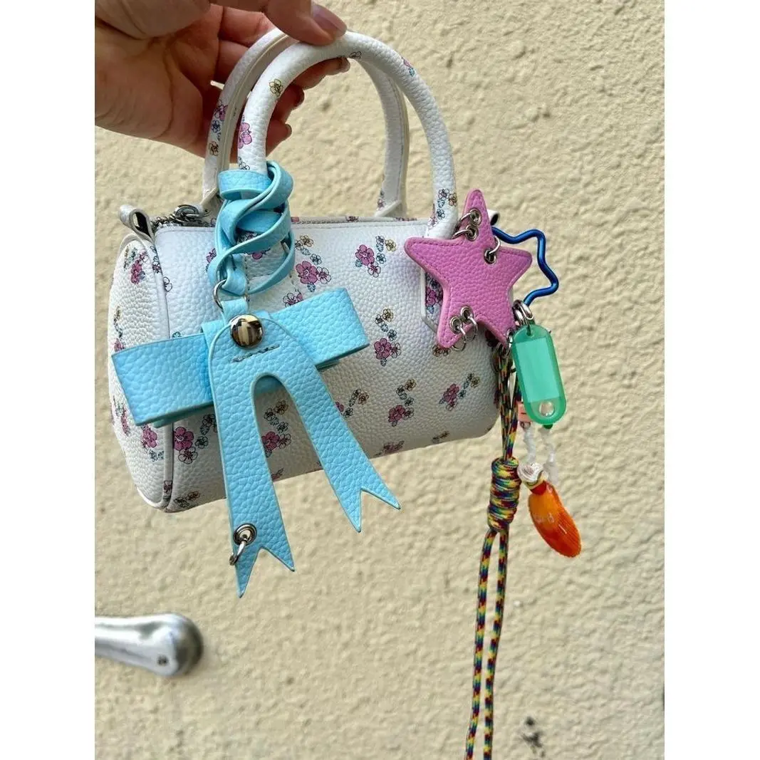 JIAERDI Summer Hot Girls Floral Y2k Hand Bag Women Harajuku Cylinder Handle Messenger Bag Purse Female Dopamine Crossbody Bags