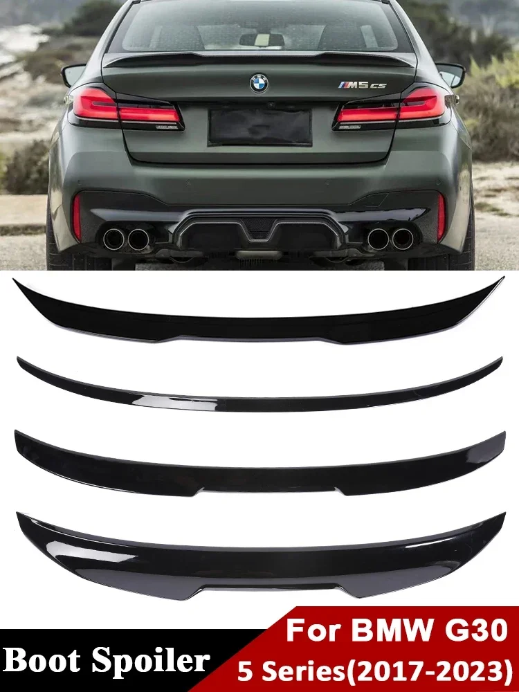 

For BMW 5 Series G30 Gloss Black Rear Bumper Trunk Lip M5 Roof Wing PSM M4 CS Style Boot Spoiler 2017-2022 Carbon Fiber Look