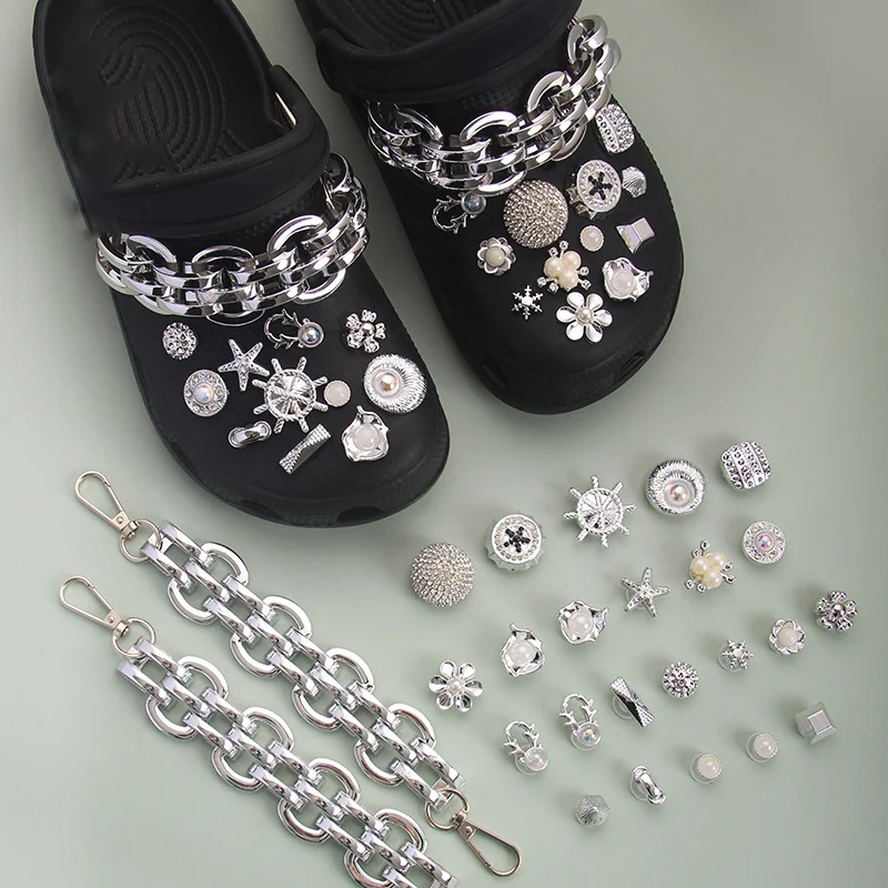 1 Set Vintage Crocs Charms Bling JIBZ Pirate Ship Shoe Charms for Crocs Big  Chain Cute Starfish Luxury Accessories for Girl Gift