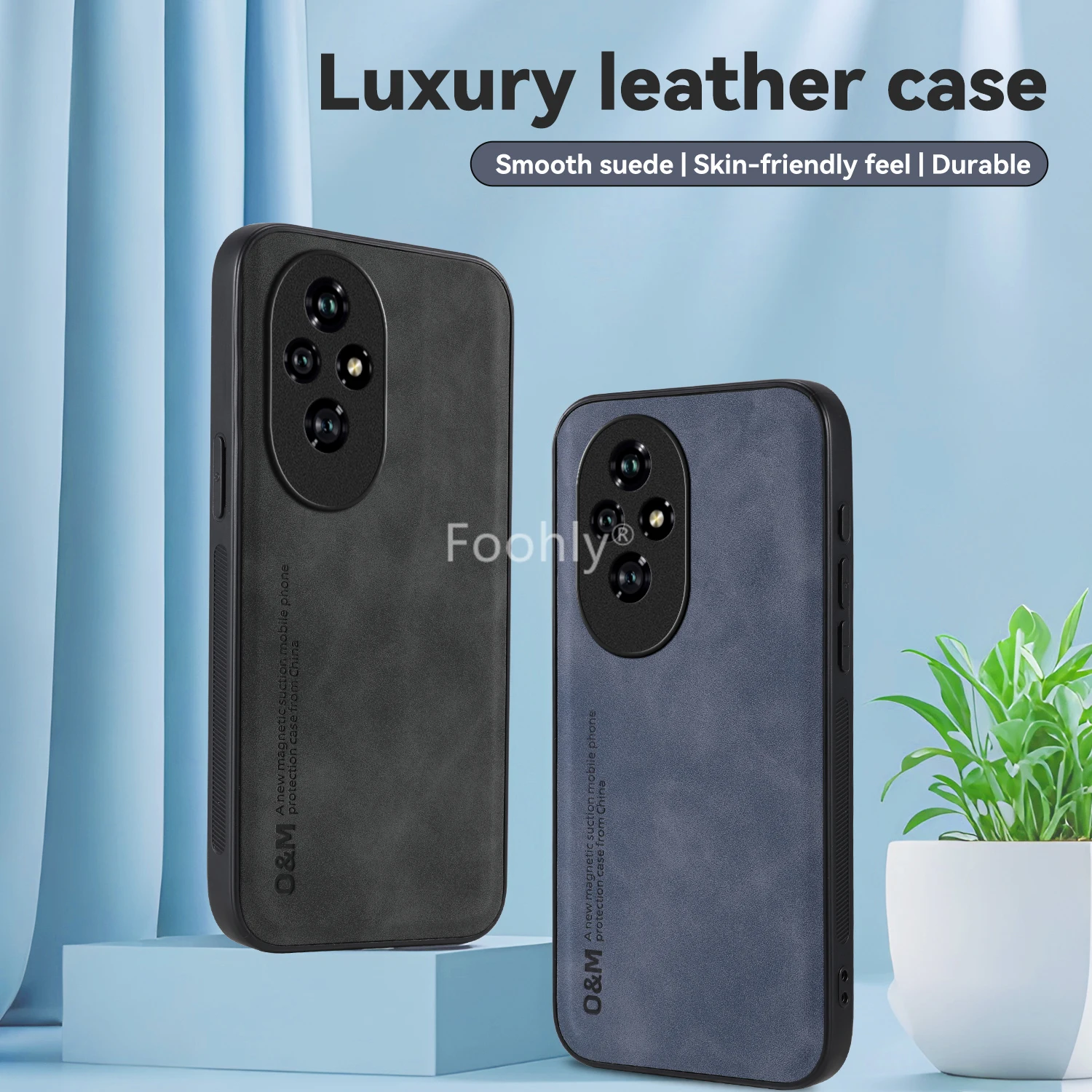 Nubuck Leather Shockproof Magnetic Phone Case - Smart Protective Back Cover