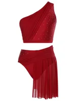 Women Girls Lyrical Modern Praise Dance Performance Outfit Figure Skating Rhythmic Gymnastics Athletic Activewear Set 2Pcs/set - Image 5