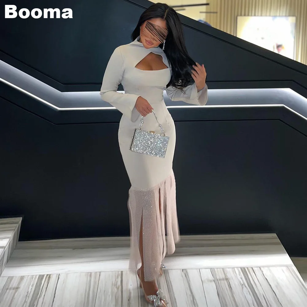

Booma Sexy Mermaid Evening Dresses Long Sleeves Party Prom Dress Ankle Length Celebrate Gowns for Women Party formales vestidos