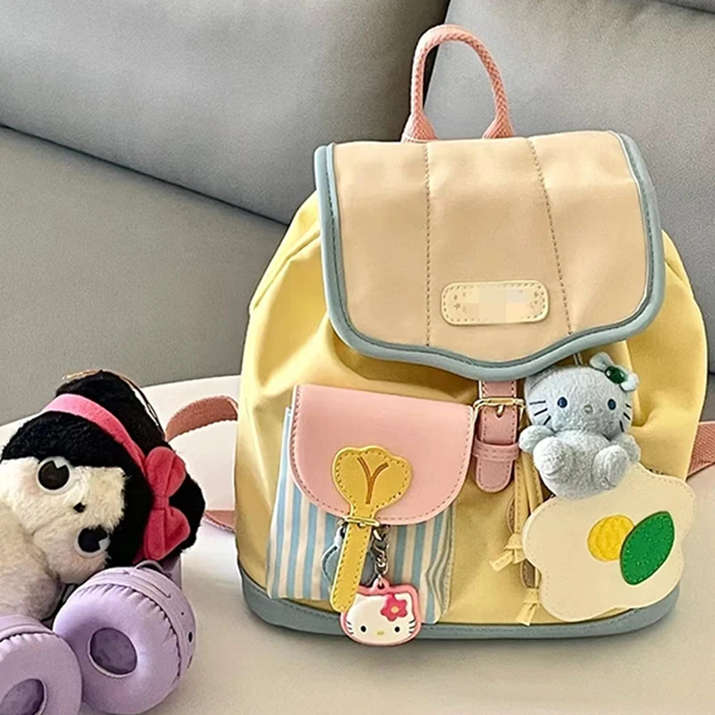 Mini backpack color matching women fashion leisure light compact unique and largecapacity invisible zipper drawstring flip cover