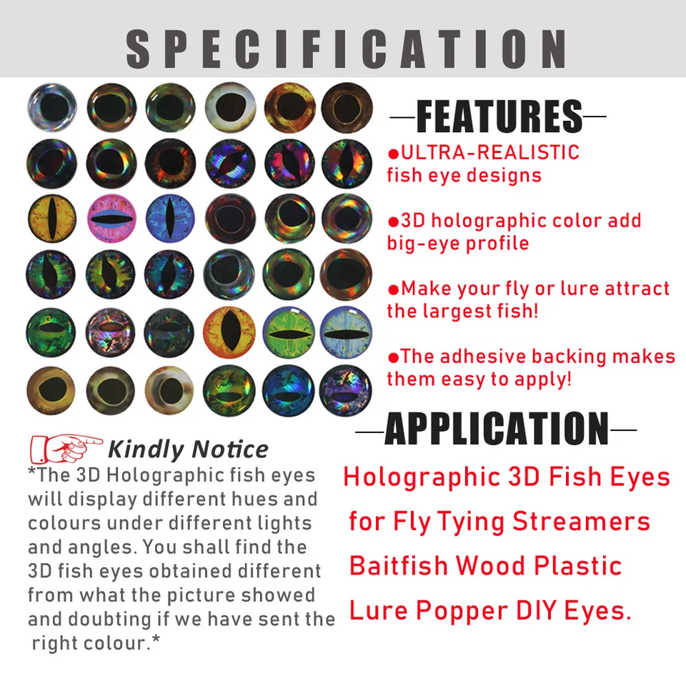 Wifreo 183PCS Mix Holographic 3D Fish Eye Epoxy Lifelike Fishing Eyes Fly Tying Materials for Streamer Saltwater Flies Jig Lures - AliExpress 18 Wifreo 183PCS Mix Holographic 3D Fish Eye Epoxy Lifelike Fishing Eyes Fly Tying Materials for Streamer Saltwater Flies Jig Lures - AliExpress 18