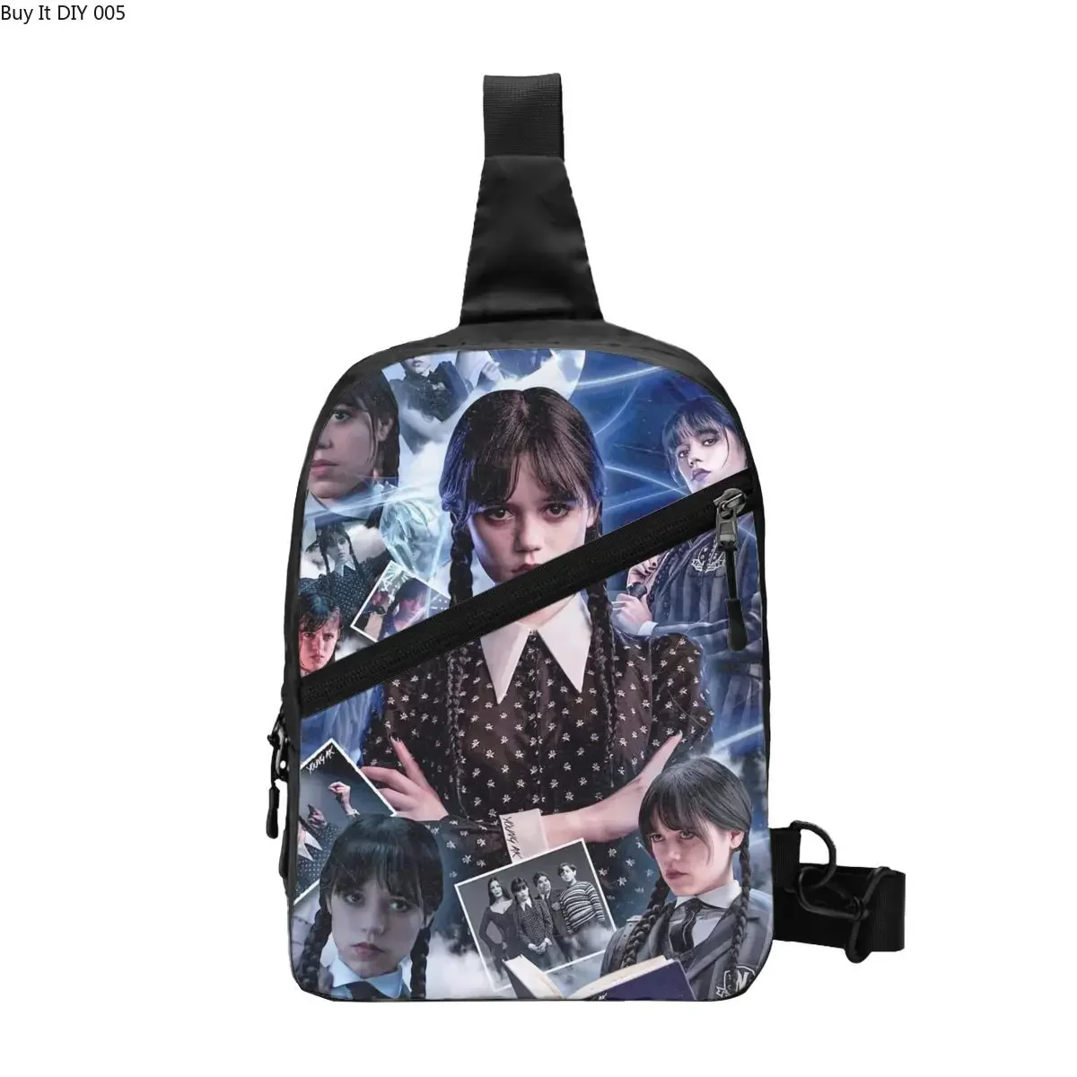 

Wednesday Addams Halloween Gothic Horror Movie Sling Crossbody Backpack Men Custom Chest Shoulder Bag for Traveling Daypack