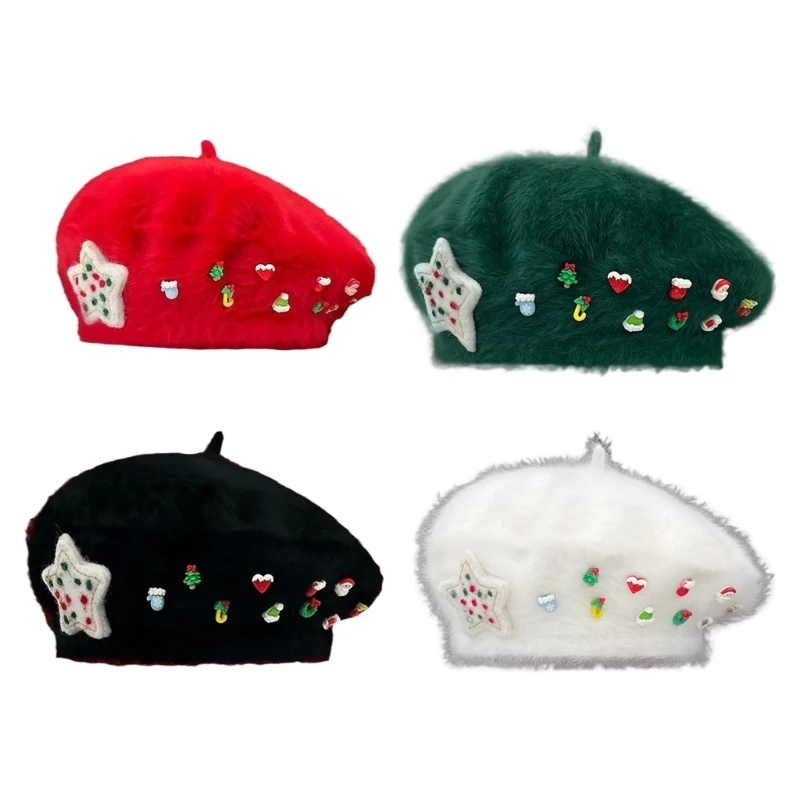 

Christmas Girls Subculture Y2K Headwear Painter Hat Show Small Face