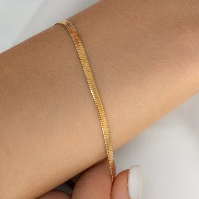 Minimalist 16+5cm Classic Snake Chain Bracelet Gold Color Width 2/3/4MM Stainless Steel Chain Bracelet For Women Jewelry Gift 4