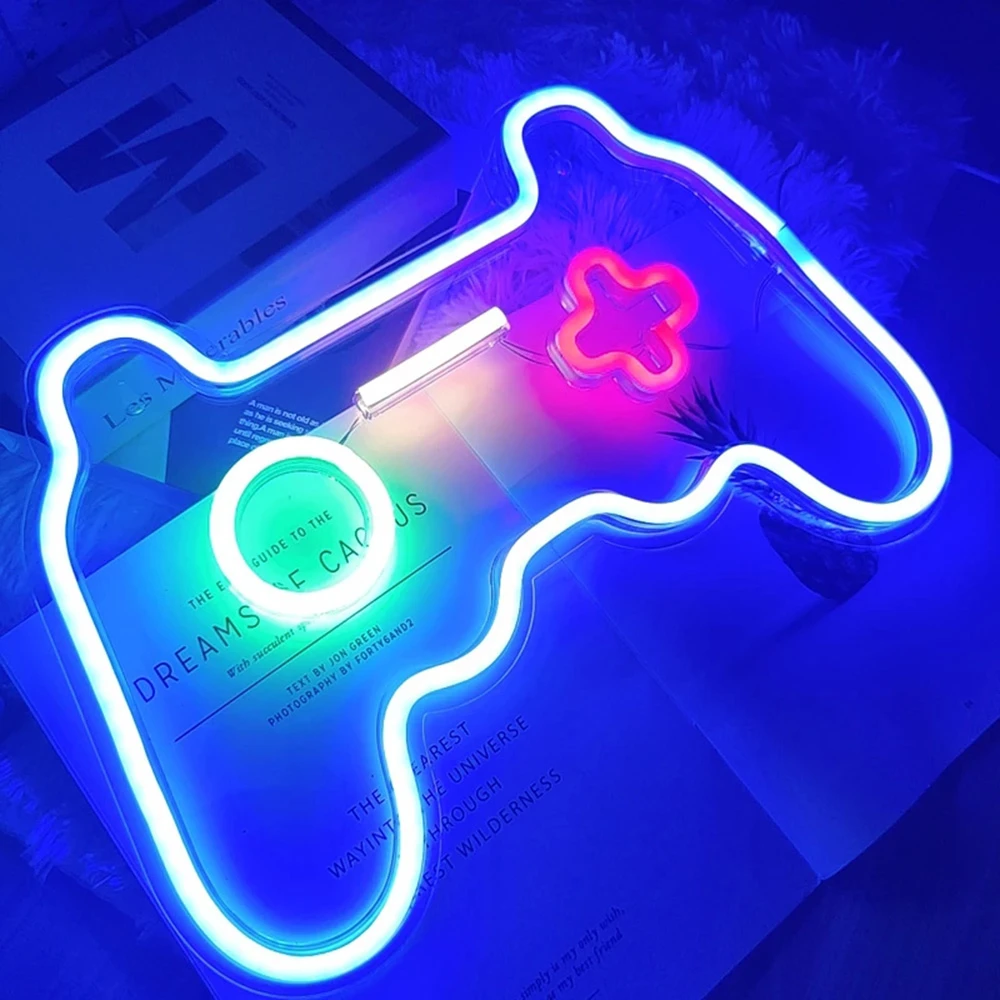 Neon Sign Light Gamepad Neon Light Alien Spaceship Shaped LED Light for Game Room Decor Xmas Party Wedding Home Decoration Gift night light for bedroom