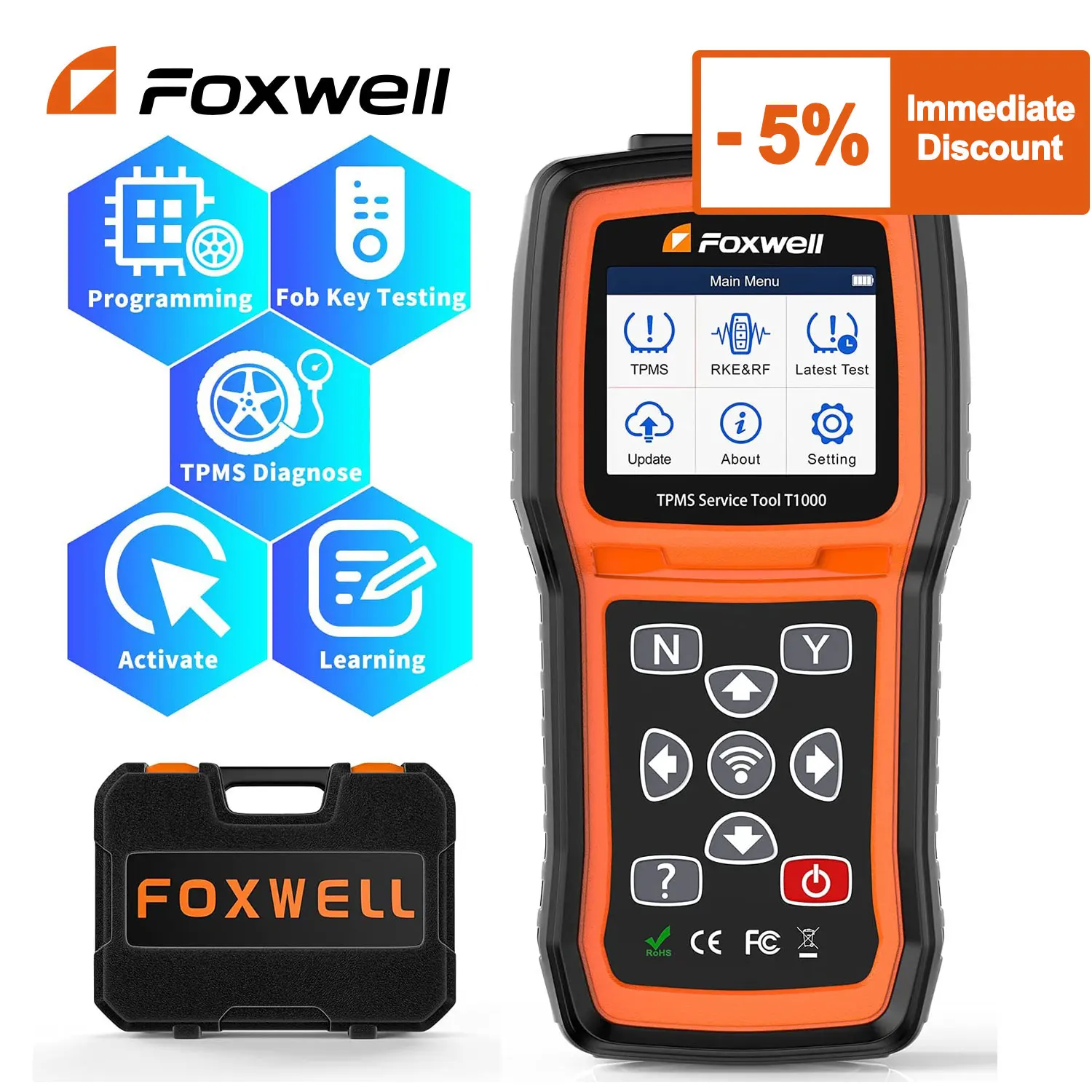 Foxwell T1000 Tpms Érzékelő Relearn Szerszám Gumiabroncs Nyomásérték Rendszer Kulcs Fob Tesztelés Tpms Érzékelő Aktiválási Programozási Eszközök