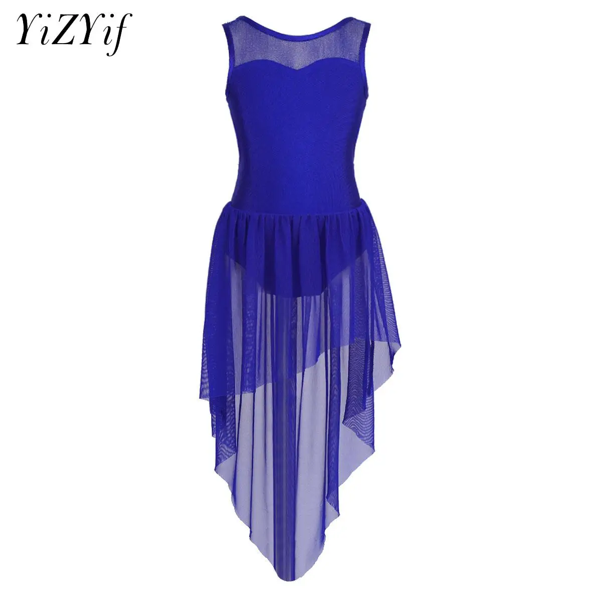 

Girls Ballet Dance Leotard Tutu Dress Sleeveless Open Back Irregular High-low Maxi Skirt Modern Contemporary Lyrical Dancewear