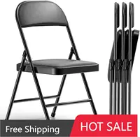 4 Pack Folding Chairs with Padded Vinyl Cushion Chairs with Comfortable Cushion and Durable Steel Frame for Home and Office 1