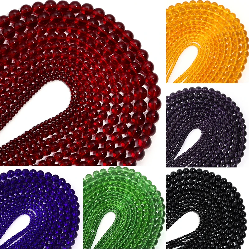 Pomegranate Red Glass Round Spacer Beads String 1