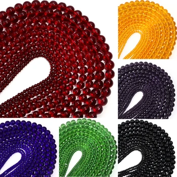 Pomegranate Red Glass Round Spacer Beads String 1