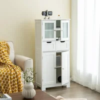 Floor Storage Cabinet, Freestanding Bathroom Cabinet, Tall Storage Organizer Cupboard for Kitchen Living Room 2