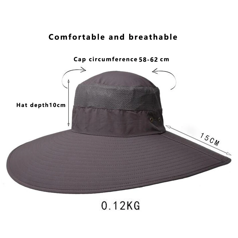 Unisex High Quality 15CM Big Wide Brim Men's Fishing Hat Solid Color  Waterproof Sun Hats Summer Women Beach Cap Men's Panama Hat - AliExpress