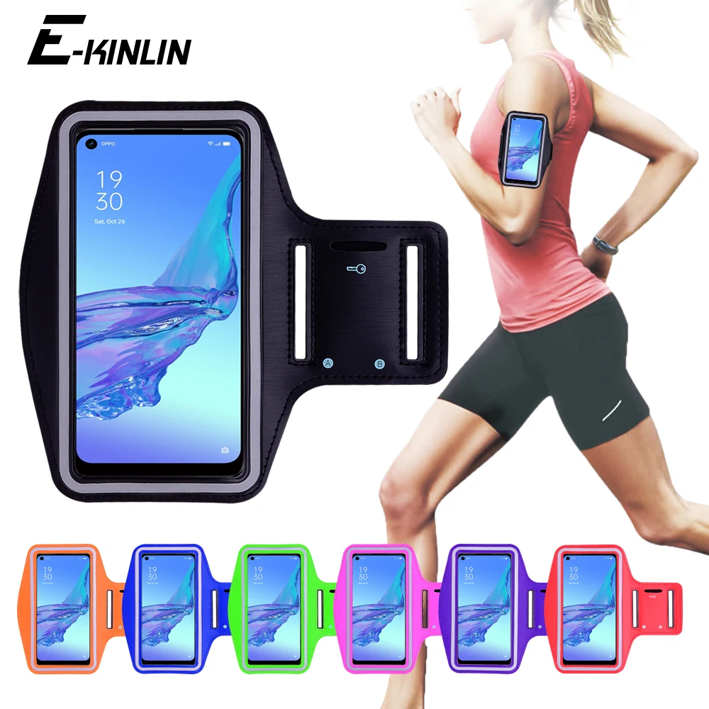 Running Jogging Gym Sports Bag Cover Arm Band Phone Case Per Oppo A38 A57 A31 A33 A52 A53 A53S A54 A54S A55S A57S A5 A9 A58