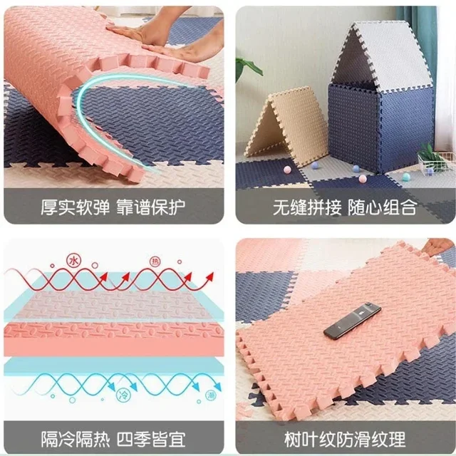 Tapis de jeu en mousse pour bébé, 12 pièces, tapis de Puzzle pour enfants, carreaux d'exercice imbriqués, carrelage de sol, jouet, tapis doux 30x30x1cm 3