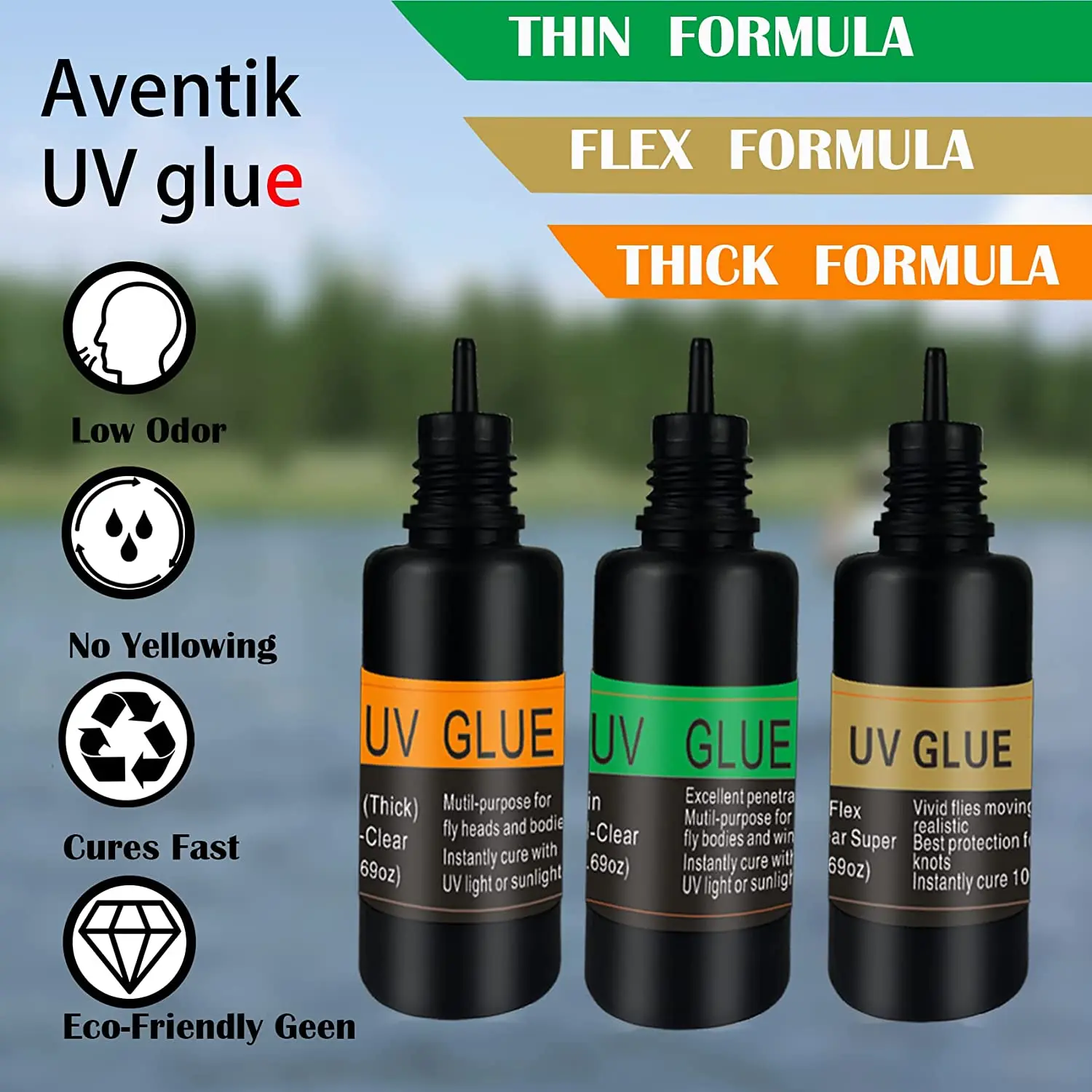 Eupheng Fly Tying UV Resin Thick Thin Flex Fly Tying Head Cement for Building Flies Heads Bodies and Wings&Gluing Eyes fly tying resin
