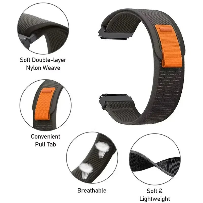 Trail Nylon Sports Breathable Wristband, 20mm 22mm Strap