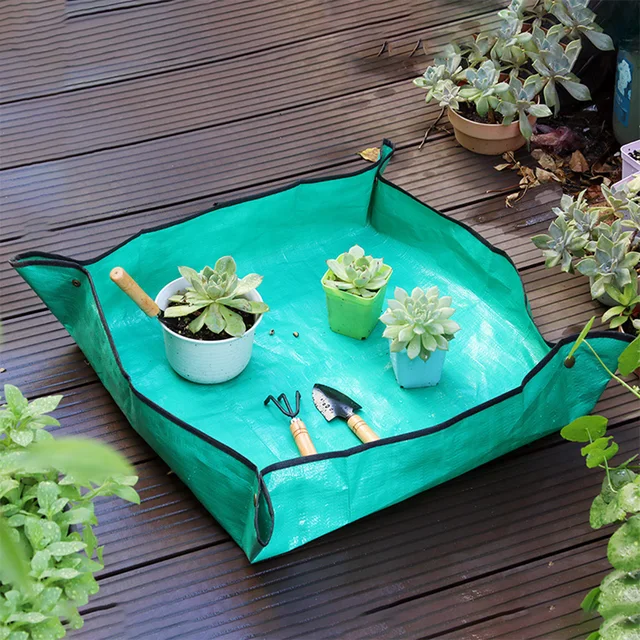 Összecsukható Növényi Újratervezés Szőnyeg Vízálló Oxford Ruhával Újrahasznosítható Négyzet Alakú Átültető Cserepes Fedett Kertészeti Szőnyeghez - Image 4