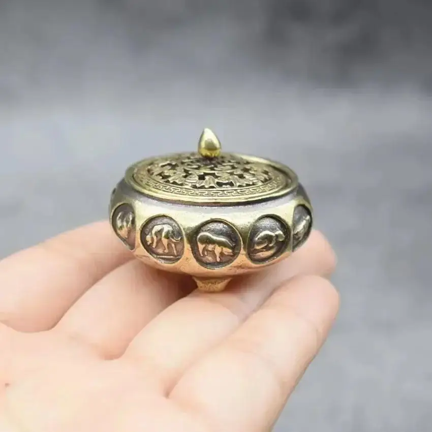 12 Zodiac Animals Incense Burner Decorations Pure Copper Hollow Home Garden Censer Sandalwood Holder Antique Bronze Chinese
