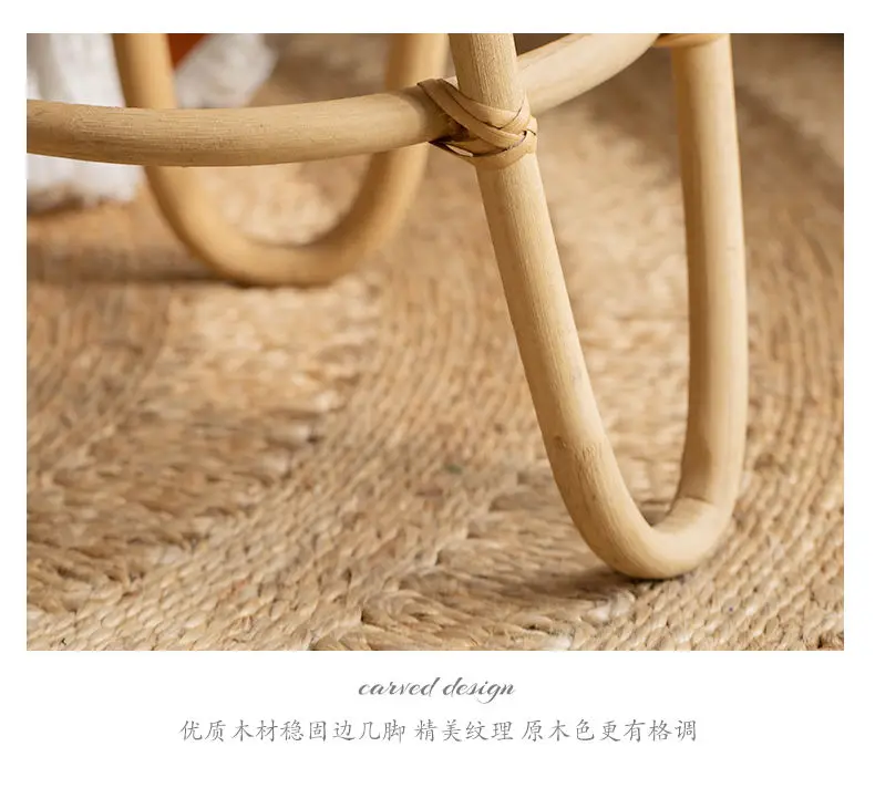 Handwoven natural wood rattan coffee table round living room Light luxury furniture low coffee table mueble salon